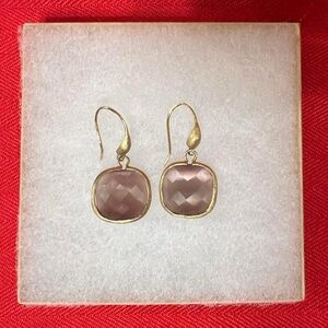 Rivka Friedman Gold and Purple Drop Earrings